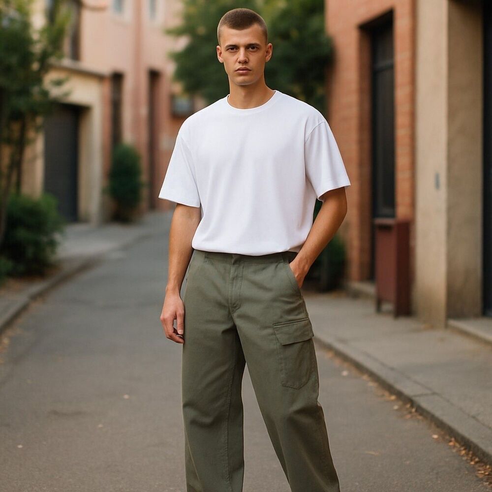 STANLEY Men’s Utility Cargo Pants 40x32 Green Durable Cotton Workwear Outdoor